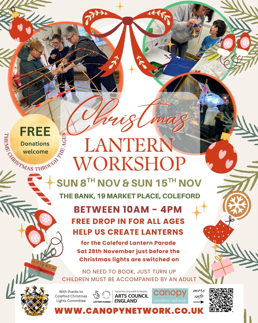 Christmas Lantern Workshop. 19 Market Place, Coleford. 8th Nov & 15th Nov. 10am-4pm.